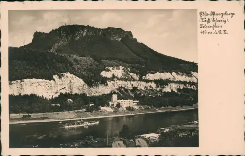 Porschdorf-Bad Schandau Elbe Dampfer Schiff passiert Lilienstein Elbsandsteingebirge 1941