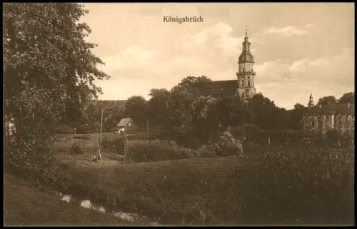 Ansichtskarte Königsbrück Kinspork Stadtpartie an der Kirche 1914