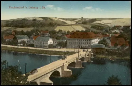 Ansichtskarte Fischendorf-Leisnig Stadt und Brücke 1915