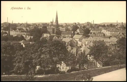 Ansichtskarte Hainichen Stadt vom Berge gesehen 1915