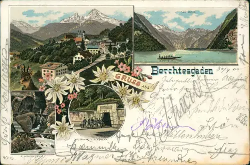 Ansichtskarte Litho AK Berchtesgaden Stadt, Bergwerk,... Gruss aus 1906