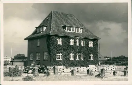 Ansichtskarte St. Peter-Ording Fremdenheim VW Käfer 1950