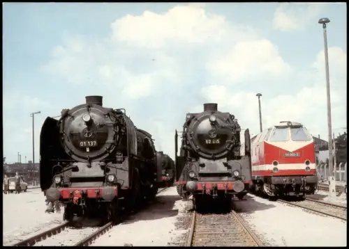 Lokomotiven Fahrzeugausstellung Bf Radebeul Ost DDR AK 1984/1988