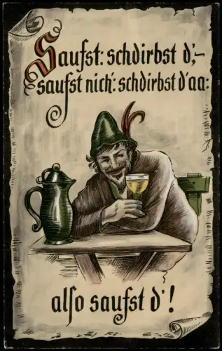Ansichtskarte  Humor Scherzkarte Thema "SAUFEN" 1950