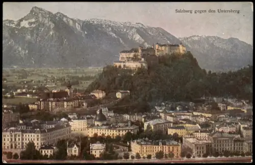 Salzburg Naturfarbenaufnahme Panorama-Ansicht gegen den Untersberg 1910