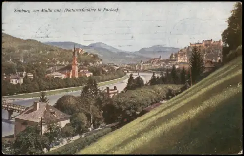 Ansichtskarte Salzburg Salzburg von Mülln aus (Naturaufnahme in Farben) 1910