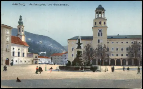 Ansichtskarte Salzburg Residenzplatz und Glockenspiel 1910