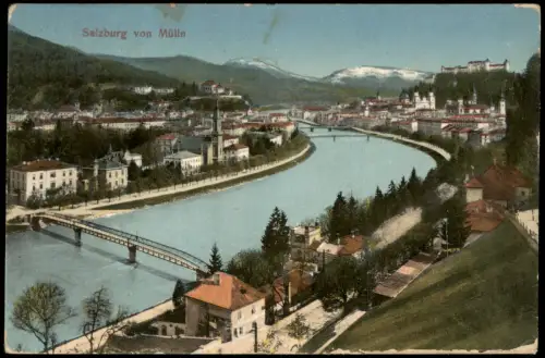 Ansichtskarte Salzburg Panorama-Ansicht Blick Mülln 1911