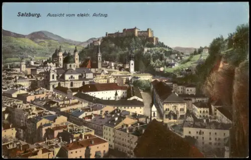 Ansichtskarte Salzburg Panorama-Ansicht Aussicht vom elektr. Aufzug 1910