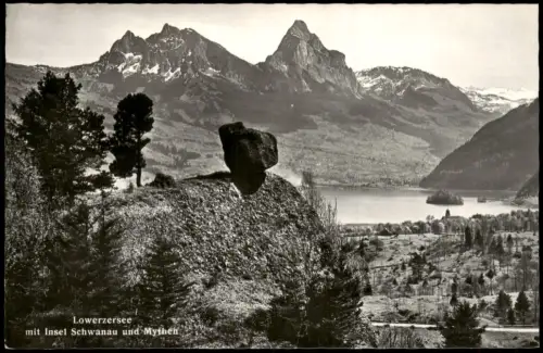 Ansichtskarte .Schweiz Schweiz Lowerzersee mit Insel Schwanau und Mythen 1930