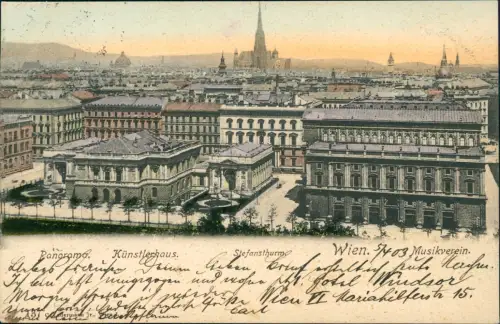 Ansichtskarte Wien Panorama. Künstlerhaus. 1903