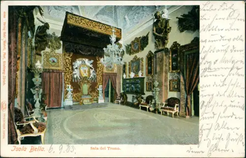 Cartolina Stresa Stresa Isola Bella (Lago Maggiore) Sala del Trono 1903