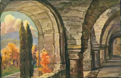 Ansichtskarte Heidelberg Schloß. Die Kasematten. Künstlerkarte 1912