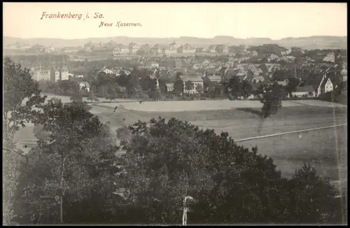 Ansichtskarte Frankenberg (Sachsen) Kaserne und Stadt 1917
