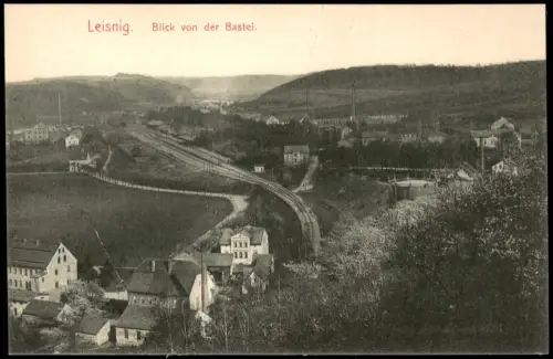 Ansichtskarte Leisnig Blick von der Bastei - Eisenbahn 1908