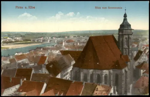 Ansichtskarte Pirna Blick vom Sonnenstein 1915