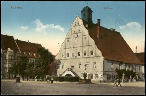 Ansichtskarte Grimma Rathaus 1915  gel. Feldpost WK1