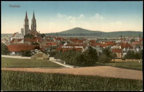 Ansichtskarte Oschatz Blick vom Feld auf die Stadt 1915