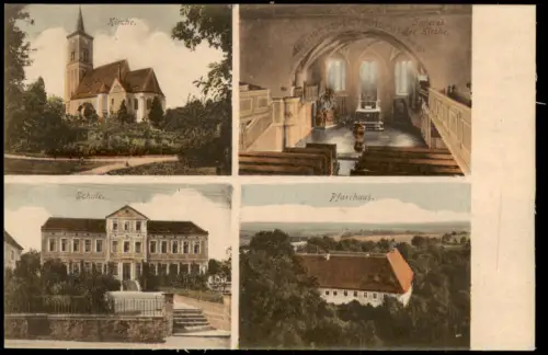 Ansichtskarte Naustadt-Klipphausen 4 Bild: Schule, Kirche, Pfarrhaus 1922