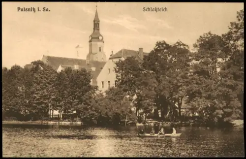 Ansichtskarte Pulsnitz Schloßteich Ruderer 1915