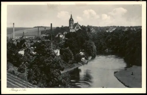 Ansichtskarte Penig (Mulde) Stadt Fabrik Flußpartie 1927