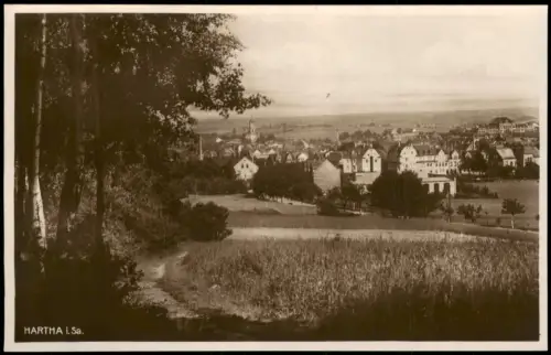 Ansichtskarte Hartha Waldweg - Blick zur Stadt 1927