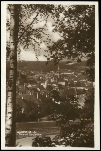 Ansichtskarte Waldheim (Sachsen) Bahnstrecke, Fabrik - Stadt 1927