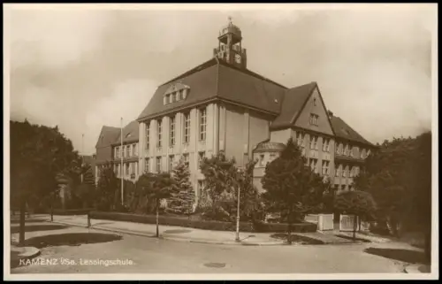 Ansichtskarte Kamenz Kamjenc Lessingschule. 1927