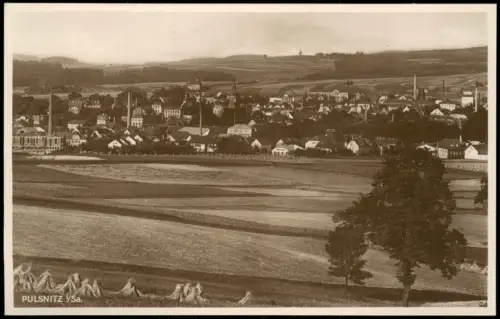 Ansichtskarte Pulsnitz Blick auf Stadt und Fabriken 1927