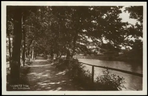 Ansichtskarte Pulsnitz Am Schloßteich. 1927