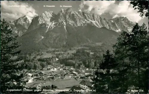 Grainau Panorama-Ansicht Zugspitzdorf, Waxenstein, Zugspitze 1960