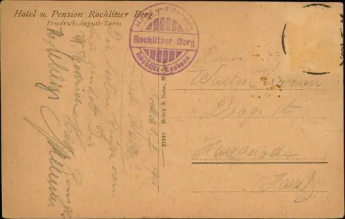 Ansichtskarte Rochlitz Aussichtsturm - Rochlitzer Berg Restaurant 1920
