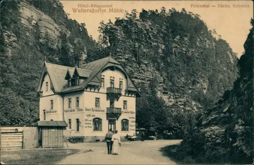 Ansichtskarte Polenz-Neustadt (Sachsen) Waltersdorfer Mühle Restaurant 1912