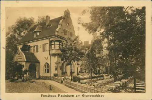 Ansichtskarte Grunewald-Berlin Forsthaus Paulsborn am Grunewaldsee 1924