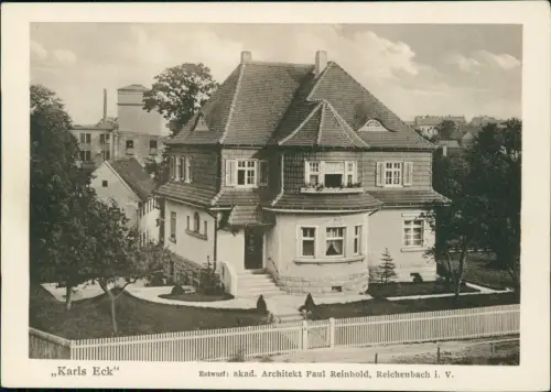 Ansichtskarte Reichenbach (Vogtland) Stadtvilla Karls Eck 1923