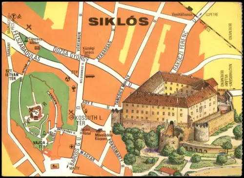 Postcard Siklós Stadtplan Landkarten Ansichtskarte Burg 1971