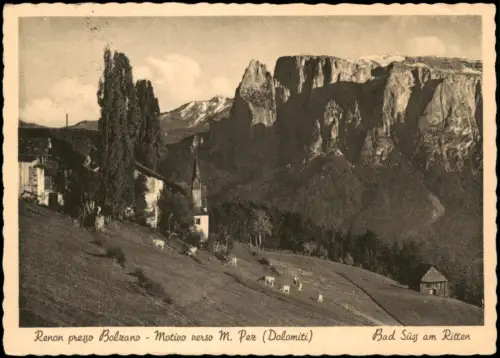 Cartolina Ritten Renon Renon Bolzano Motivo verso M. Per (Dolomiti) 1963
