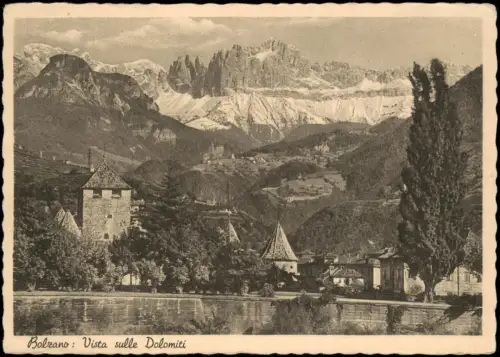 Bozen Bolzano Panorama-Ansicht Bolzano Vista sulle Dolomiti 1945