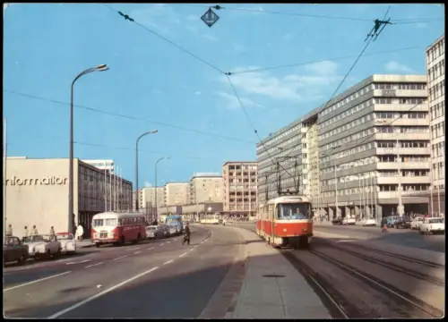 Ansichtskarte Zentrum-Chemnitz Straße der Nationen, Straßenbahn 1972