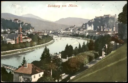 Ansichtskarte Salzburg Panorama-Ansicht Salzburg von Mülln 1905