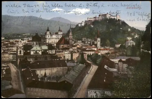 Ansichtskarte Salzburg Panorama-Ansicht Blick zur Festung 1912