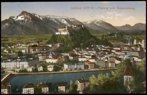 Ansichtskarte Salzburg Panorama-Ansicht Festung vom Kapuzinerberg 1915