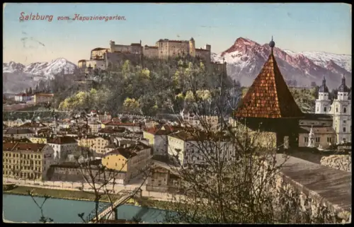 Ansichtskarte Salzburg Panorama-Ansicht Salzburg vom Kapuzinergarten 1913