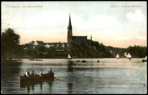 Ansichtskarte Chemnitz Panorama-Ansicht, Partie Am Schlossteich 1907