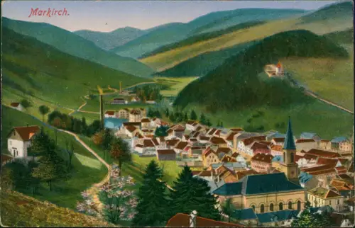 CPA Markirch Sainte-Marie-aux-Mines Panorama-Ansicht 1915 Feldpoststempel