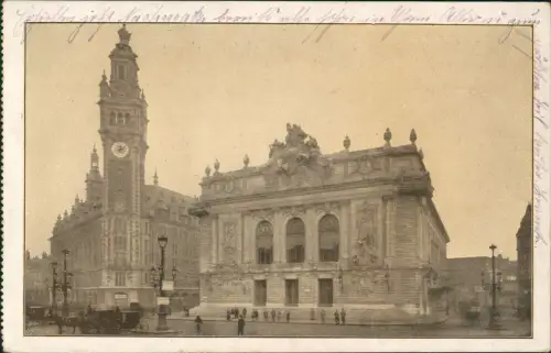 CPA Lille Börse und Deutsches Theater 1917   1.WK Feldpost gel ach Straubing