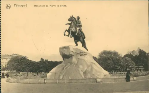 Feldpostkarte 1. WK Pétrograd Monument de Pierre le Grand 1916   Feldpost gelaufen (Feldpoststempel)