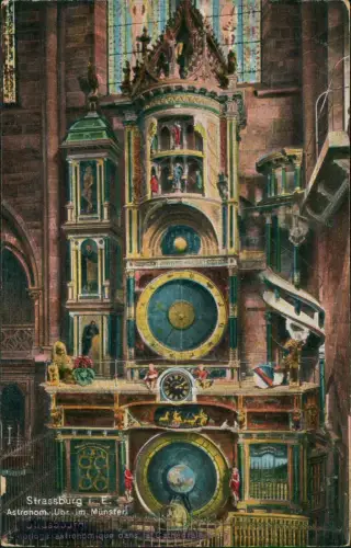 CPA Straßburg Strasbourg Astronom. Uhr im Münster. 1915  gel. Feldpost
