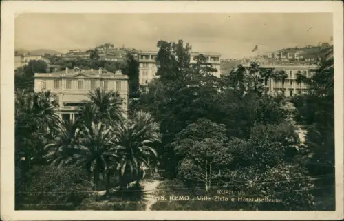 Cartolina San Remo Sanremo Kurhaus Villa Zirlo e Hotel Bellevue 1931