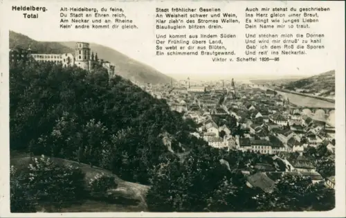 Ansichtskarte Heidelberg Stadt Schloß mit Liedtext 1930